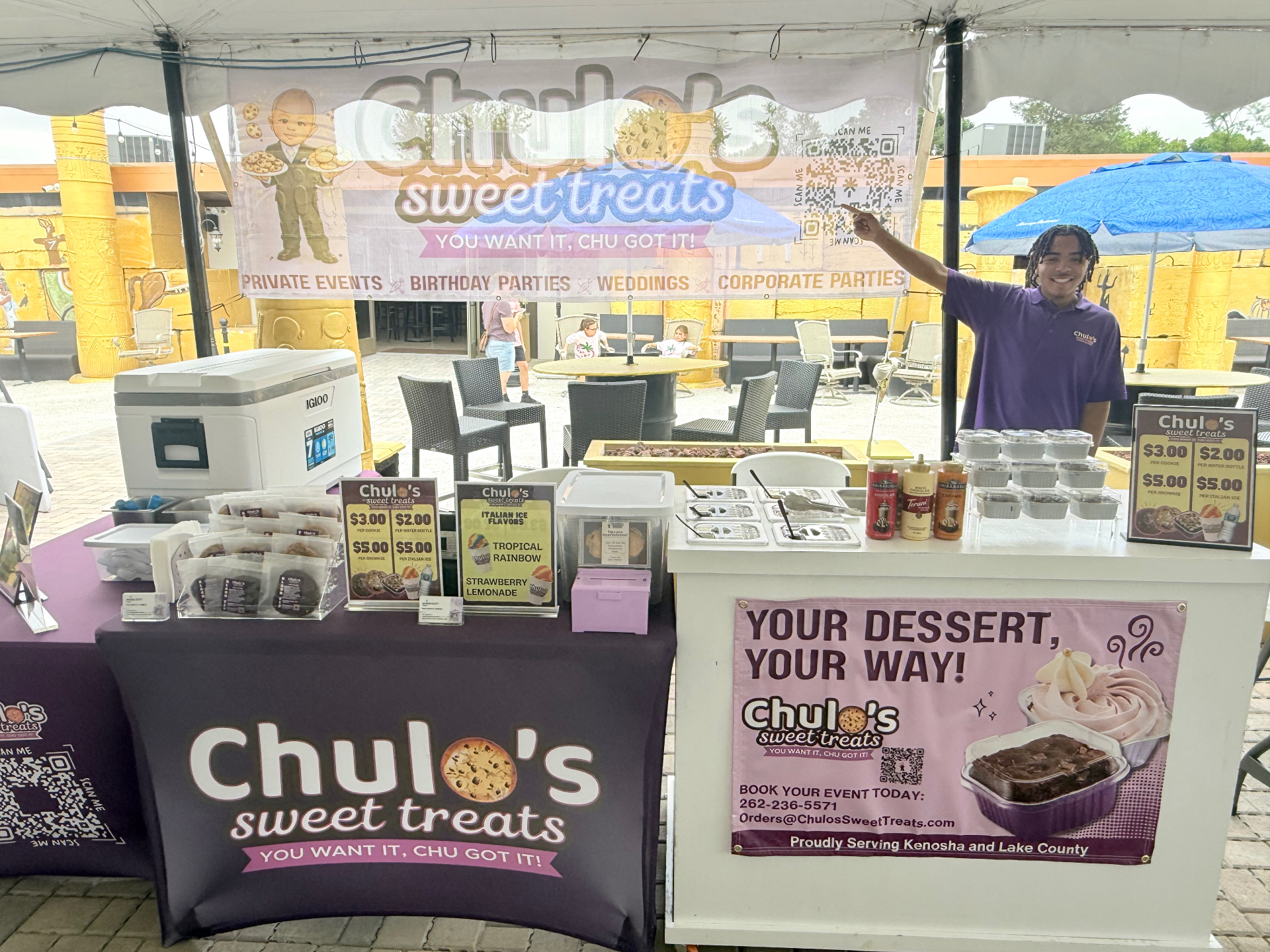 Founder Javian Chulo Scott at the Chulo's Sweet Treats event stand